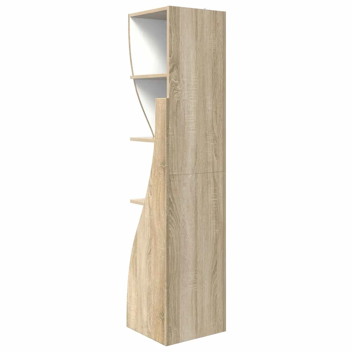 Corner Storage Cabinet Brown Modern Engineered Wood Tall Compact Living Room