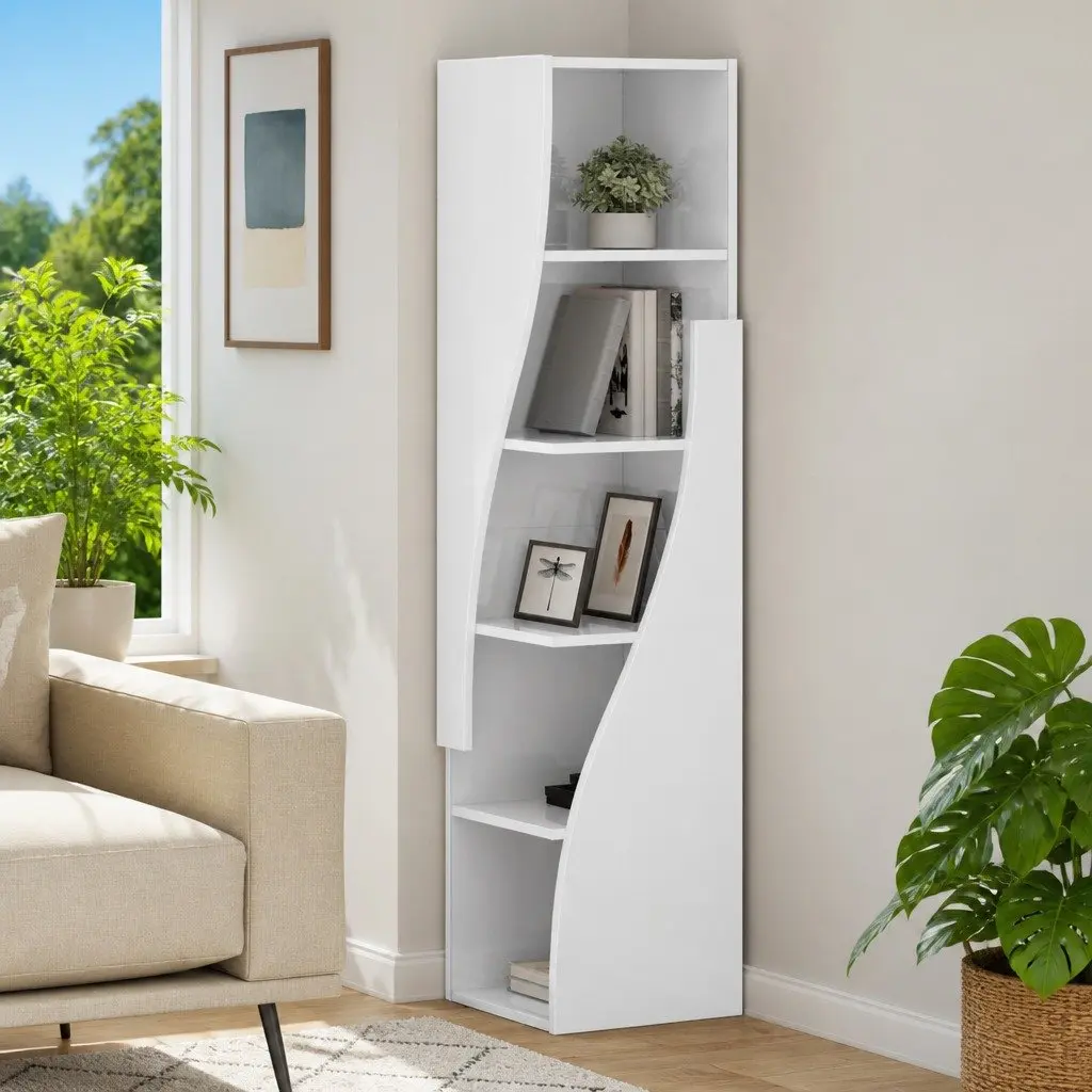 High Gloss White Corner Storage Cabinet