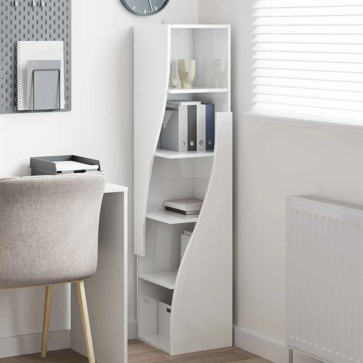 High Gloss White Corner Storage Cabinet