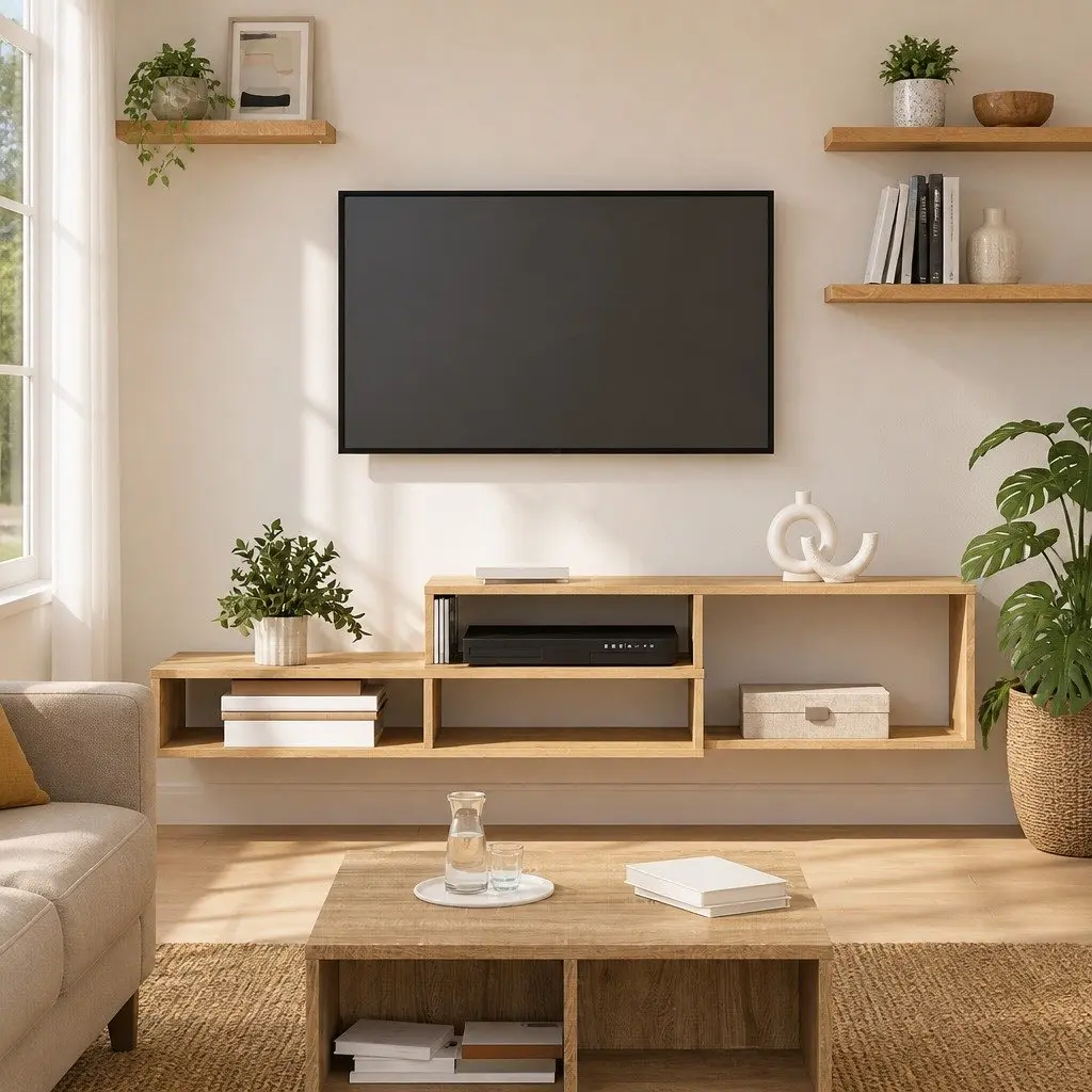 Wall Mounted TV Stand Living Room Grey 150x25x28.5cm