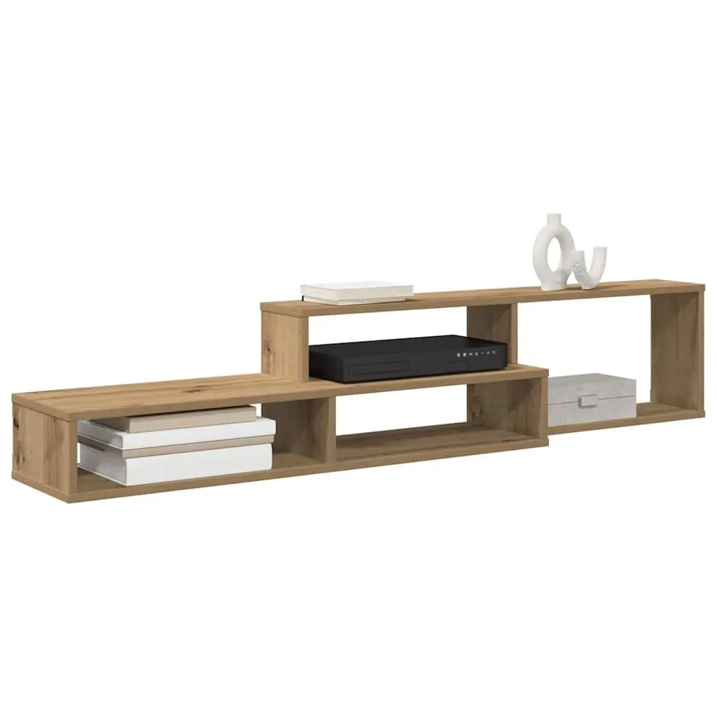Wall TV Stand for Living Room 150x25x28.5cm Brown Engineered Wood Shelves Storage Unit