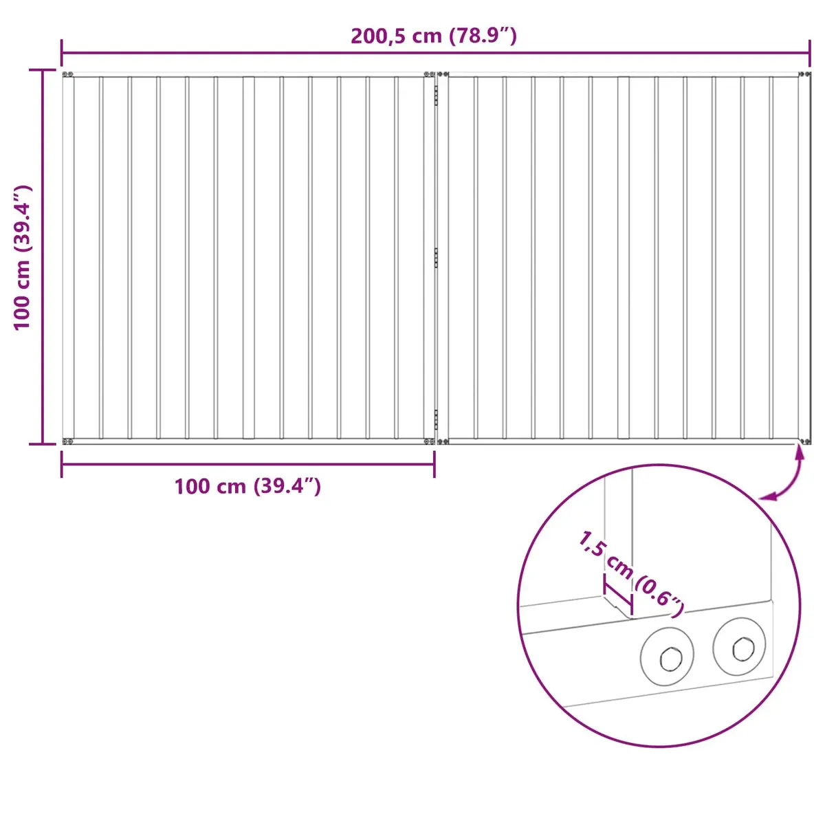 Dog Gate Indoor 2 Panels Black Foldable Pet Enclosure 100x100cm