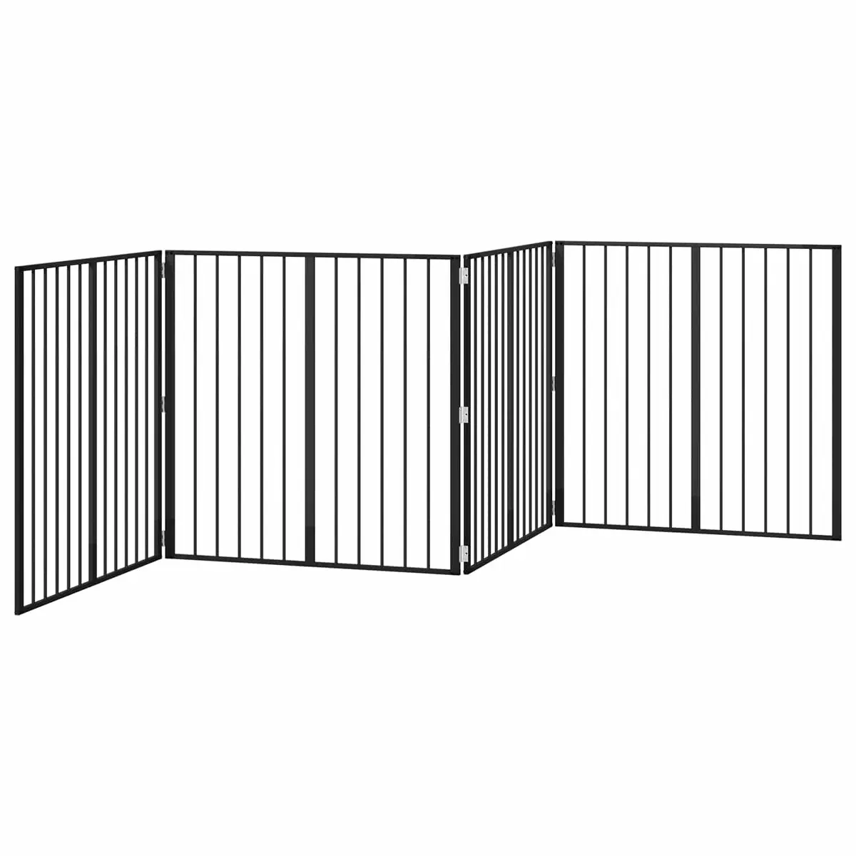 Dog Gate Panel Set Indoor 100 x 100 cm Black Galvanised Steel Puppy Barrier 4 Piece