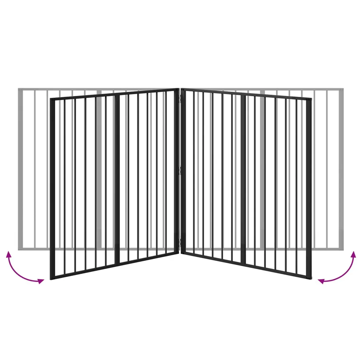 Dog Gate Panel Set Indoor 100 x 100 cm Black Galvanised Steel Puppy Barrier 4 Piece