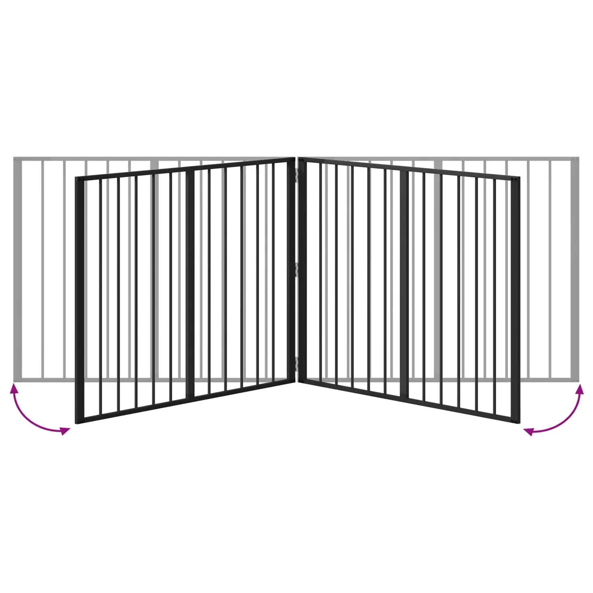 Dog Gate 2 pcs Black 100 x 80 cm Metal Pen Foldable Indoor Enclosure Barrier
