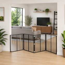 4-Piece Metal Dog Gate 100 x 80 cm - Galvanized Steel Panels