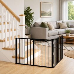 Metal Dog Gate - Black 2-Piece Set, 100 x 60 cm