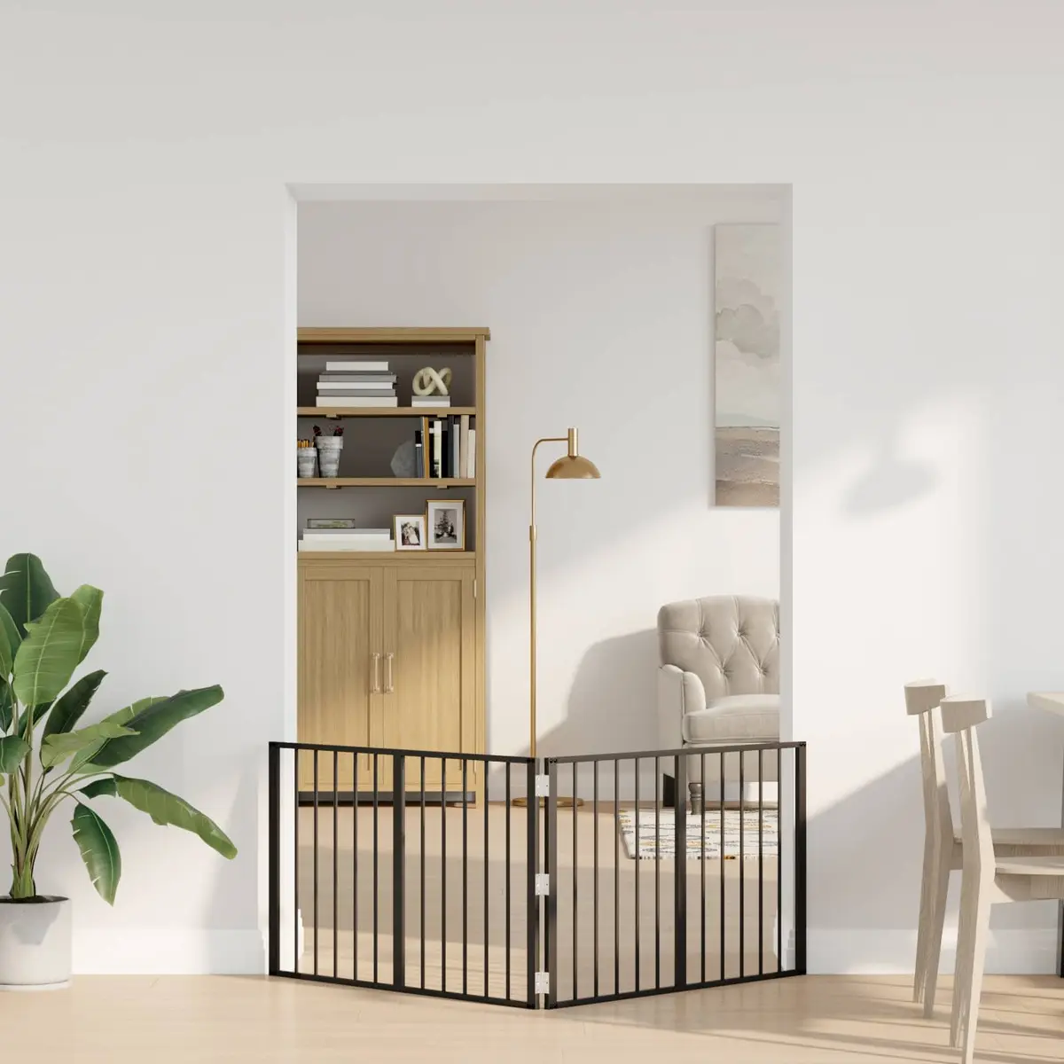 Dog Gate Indoor 100 x 60 cm Metal Enclosure Foldable 2 Pieces