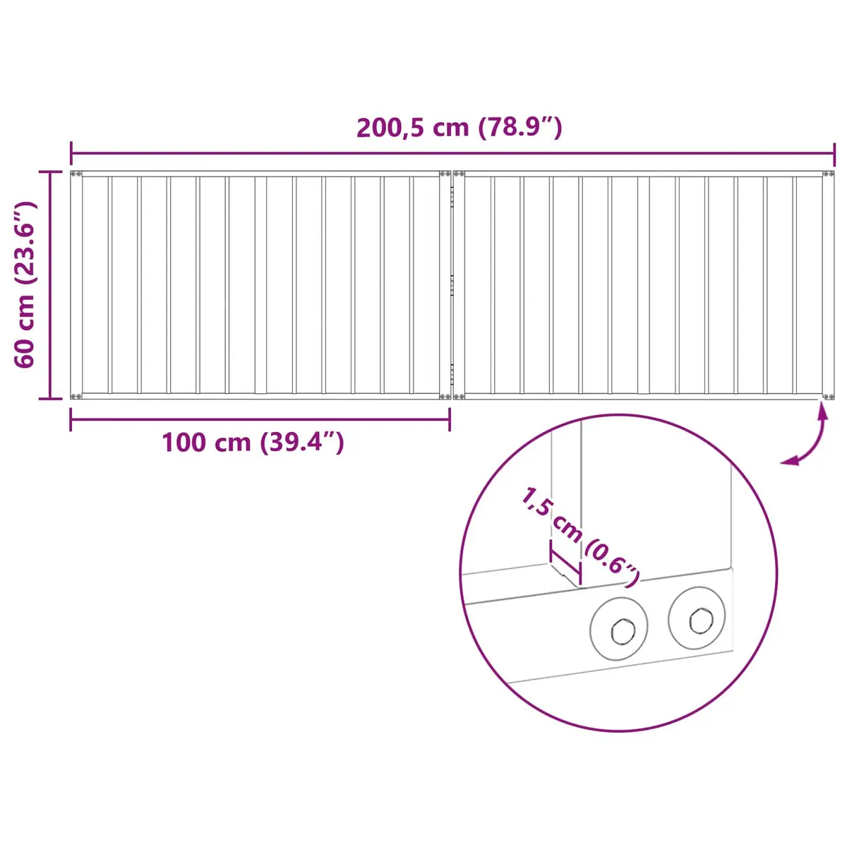 Dog Gate Indoor 100 x 60 cm Metal Enclosure Foldable 2 Pieces