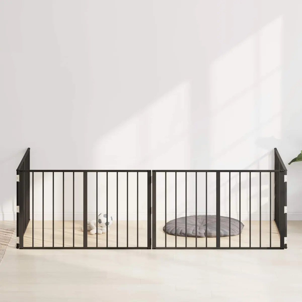 4-Panel Black Metal Dog Enclosure