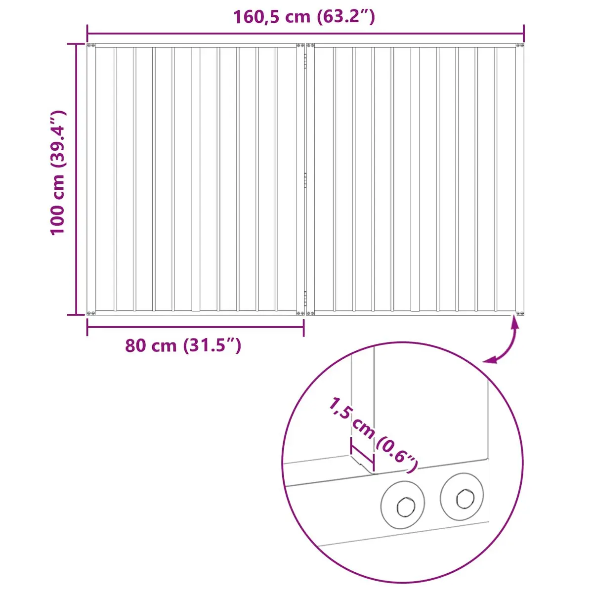 Dog Gate Indoor 80 x 100 cm Foldable Pet Enclosure Playpen Barrier 2 Piece