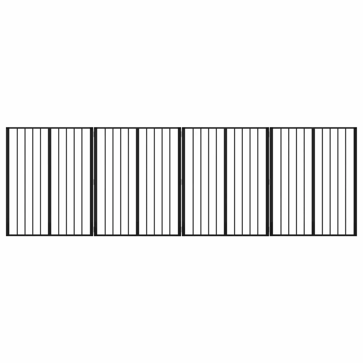 Dog Gate 4 pcs Panels Black Galvanised Steel Pet Fence Puppy Playpen Barrier