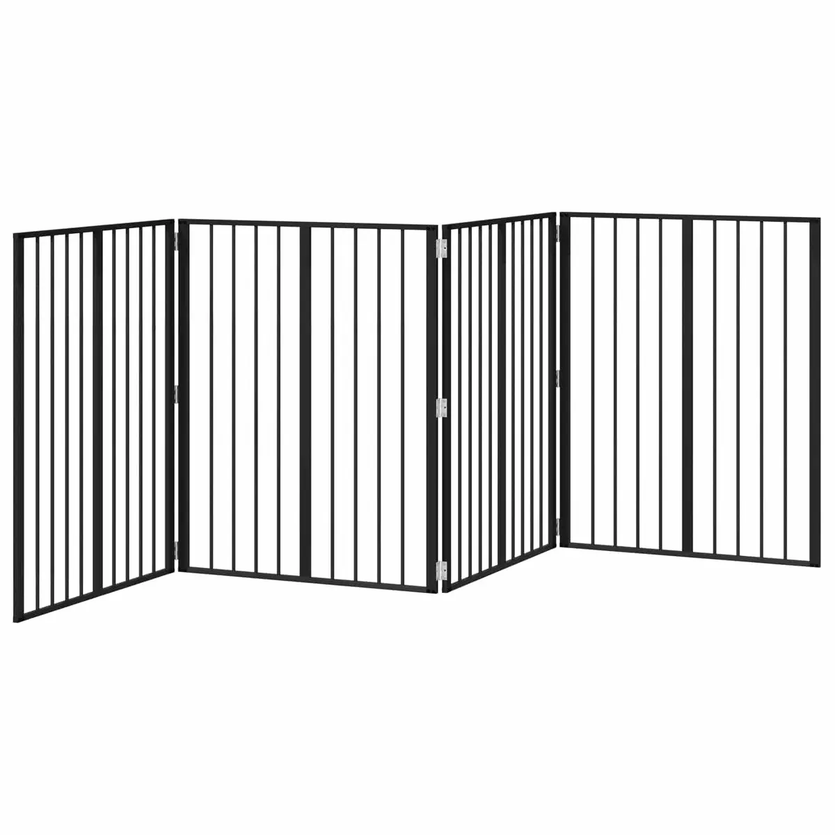 Dog Gate 4 pcs Panels Black Galvanised Steel Pet Fence Puppy Playpen Barrier