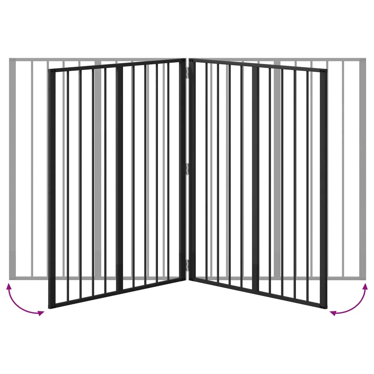 Dog Gate 4 pcs Panels Black Galvanised Steel Pet Fence Puppy Playpen Barrier