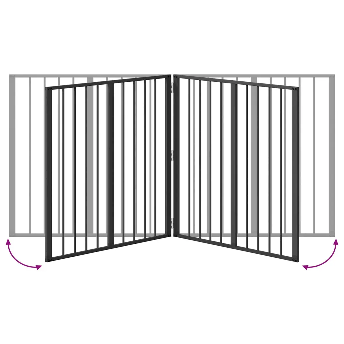 Dog Gate 2 pcs Black 80 x 80 cm Foldable Pet Enclosure Playpen Indoor Safety