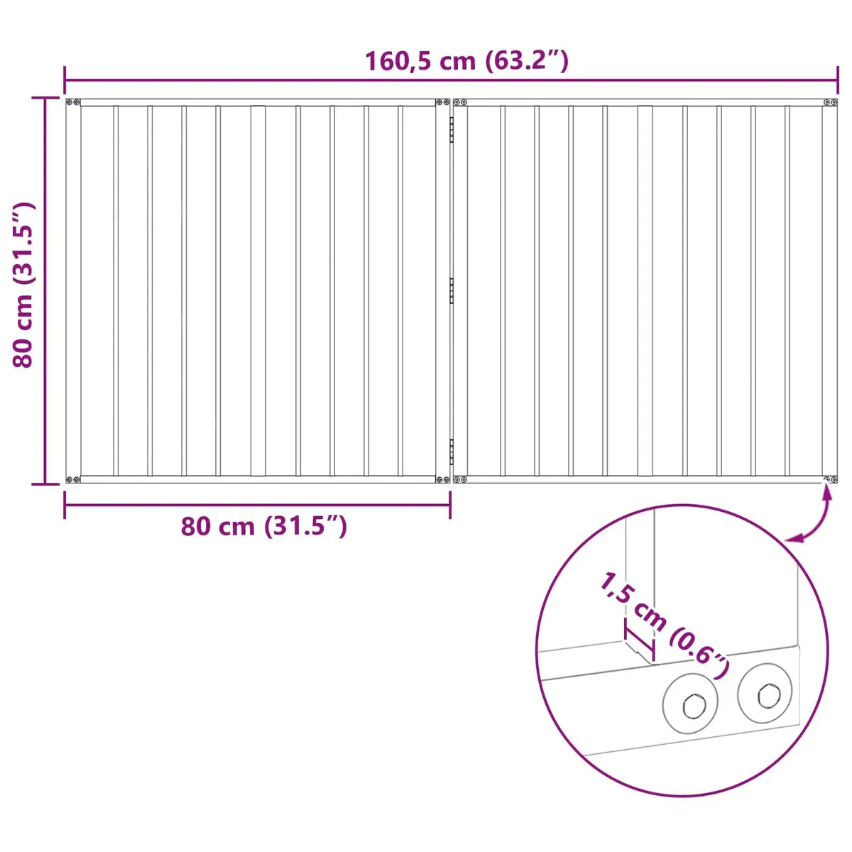 Dog Gate 2 pcs Black 80 x 80 cm Foldable Pet Enclosure Playpen Indoor Safety