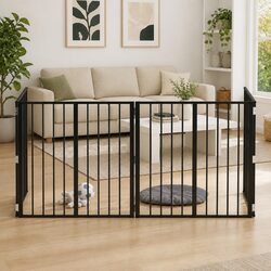 Metal Dog Gate Set of 4 - 80 x 80 cm Black Panels