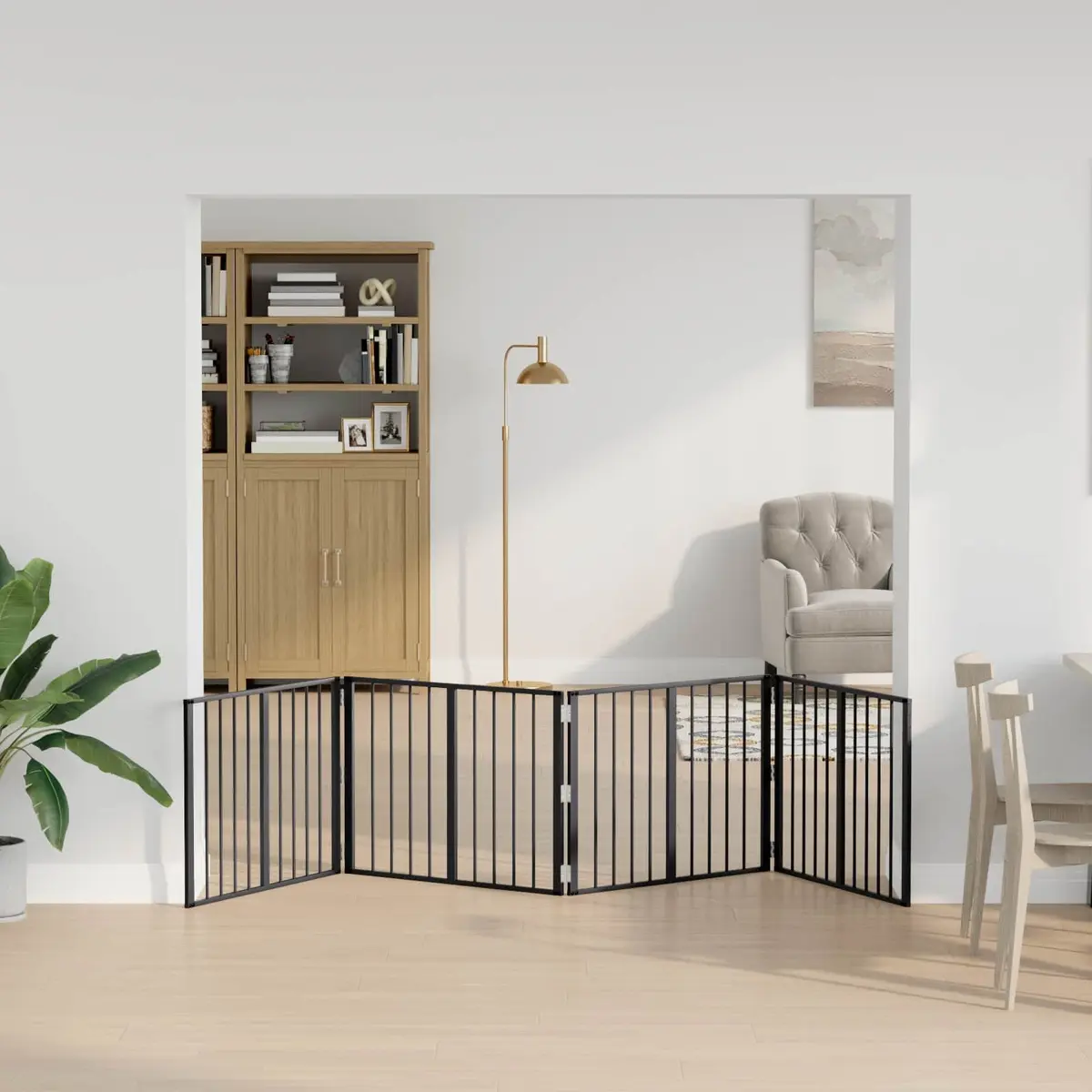4 Panel Black Metal Mesh Dog Fence