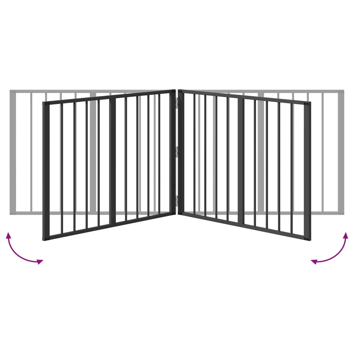 4 Panel Black Metal Mesh Dog Fence