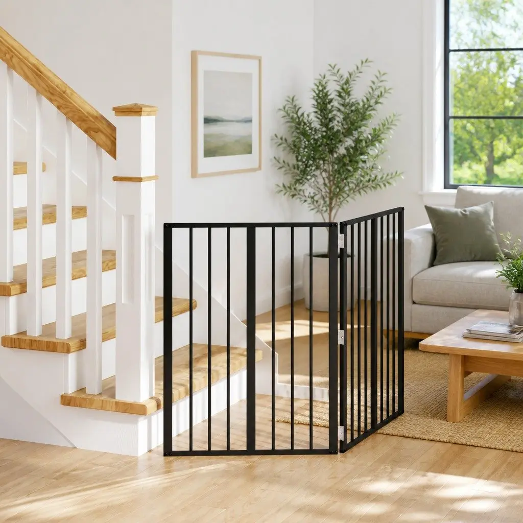 Dog Gate Indoor 60 x 80 cm Foldable Adjustable Pet Enclosure 2 Piece