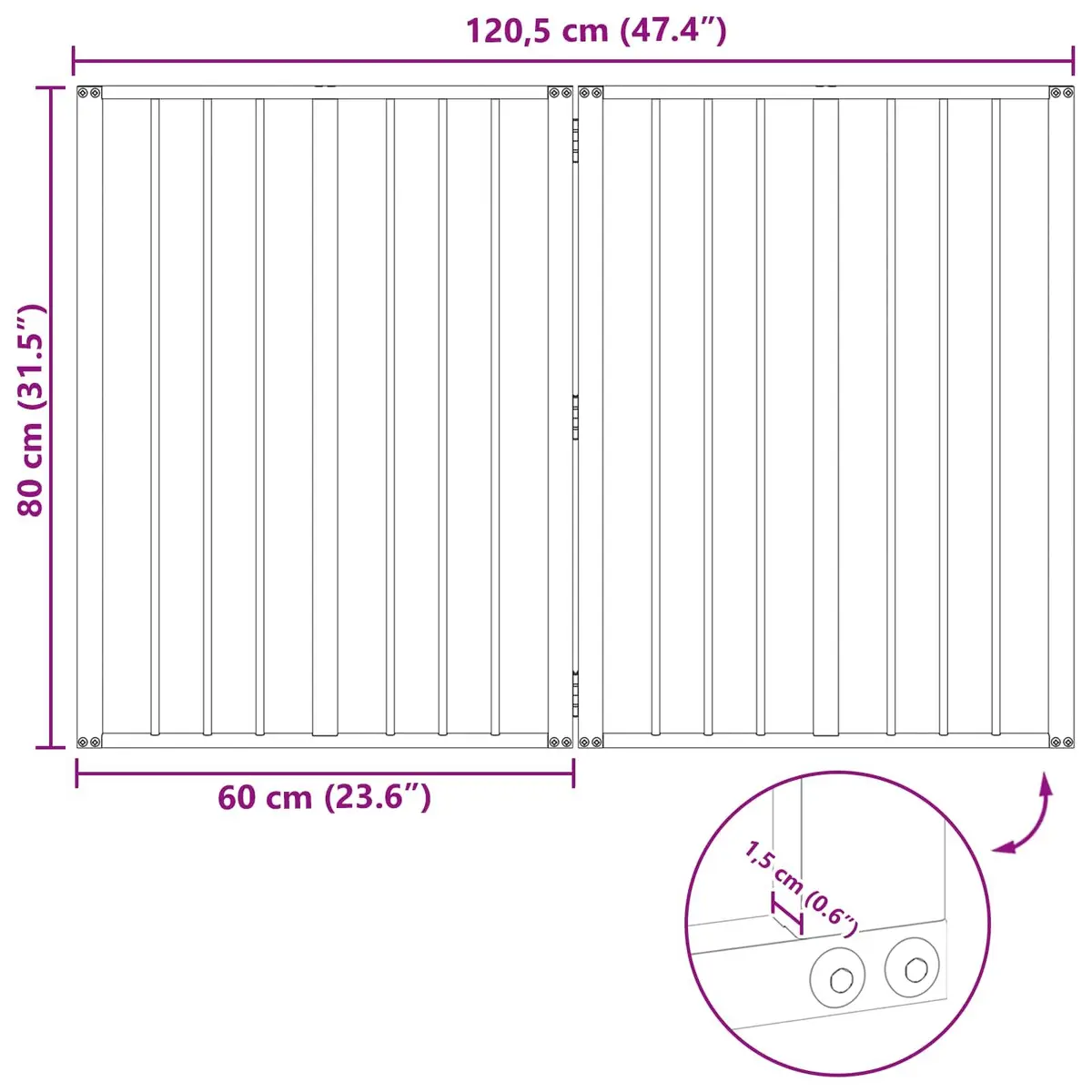 Dog Gate Indoor 60 x 80 cm Foldable Adjustable Pet Enclosure 2 Piece