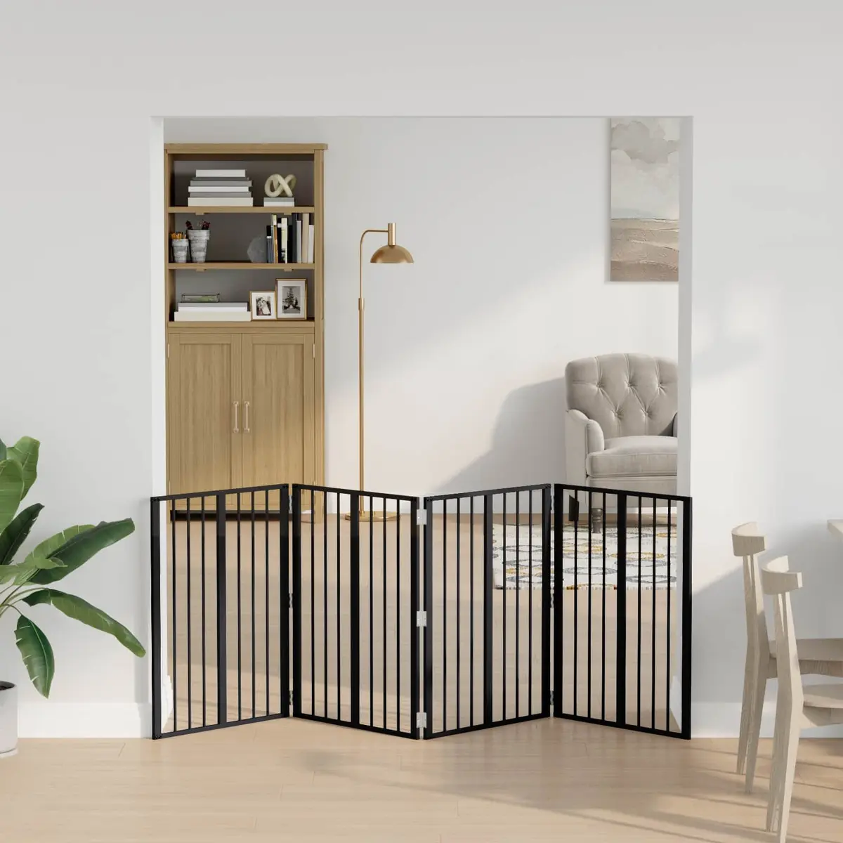 Dog Gate Indoor Use 60 x 80 cm Galvanised Steel Pet Fence Puppy Playpen Barrier 4 Piece