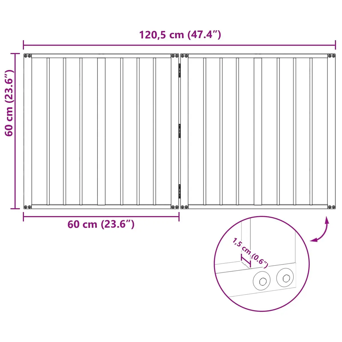 Dog Gate Indoor 60 x 60 cm Foldable Pet Enclosure Safety Fence
