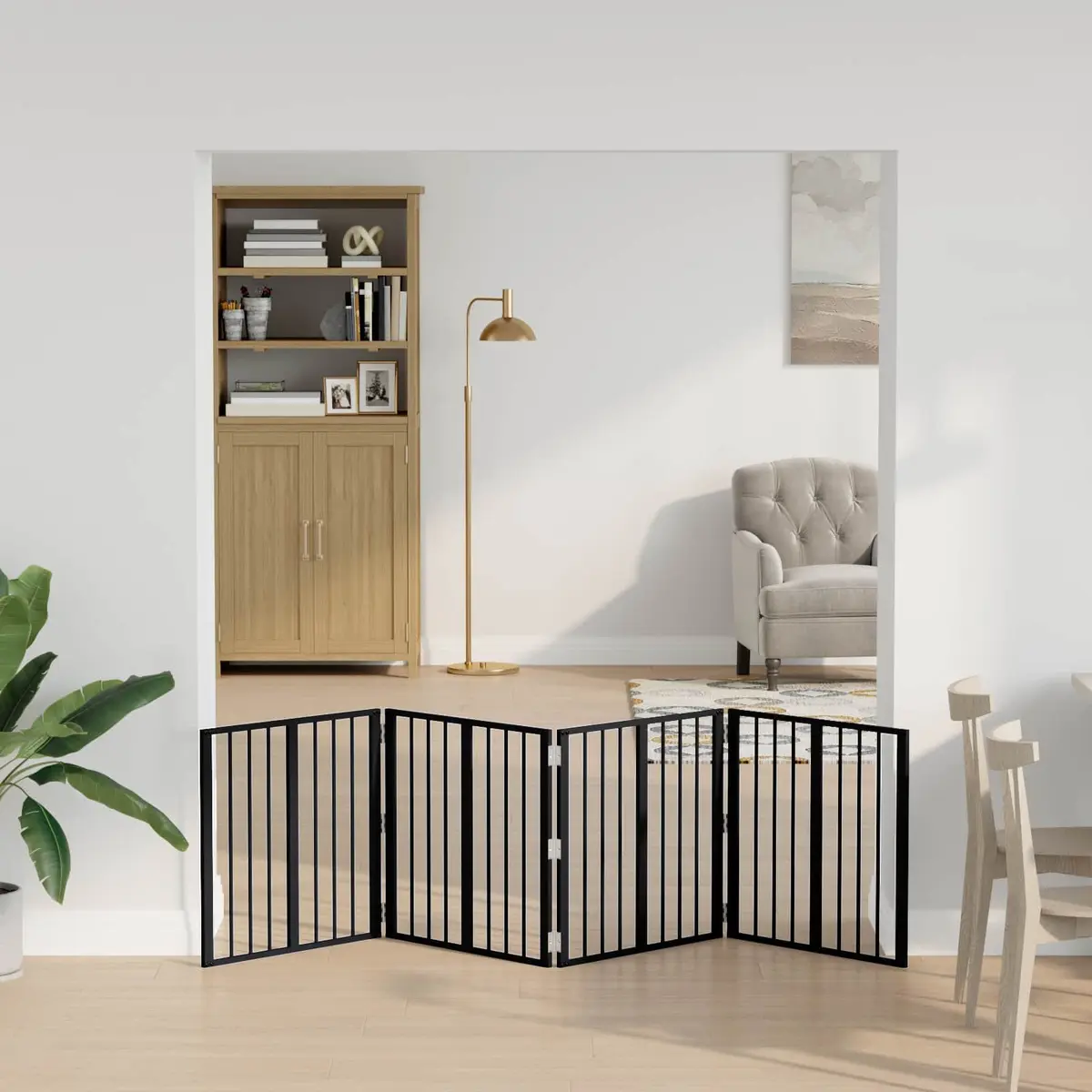 Dog Gate 4 pcs Black 60 x 60 cm Foldable Pet Enclosure Indoor Playpen