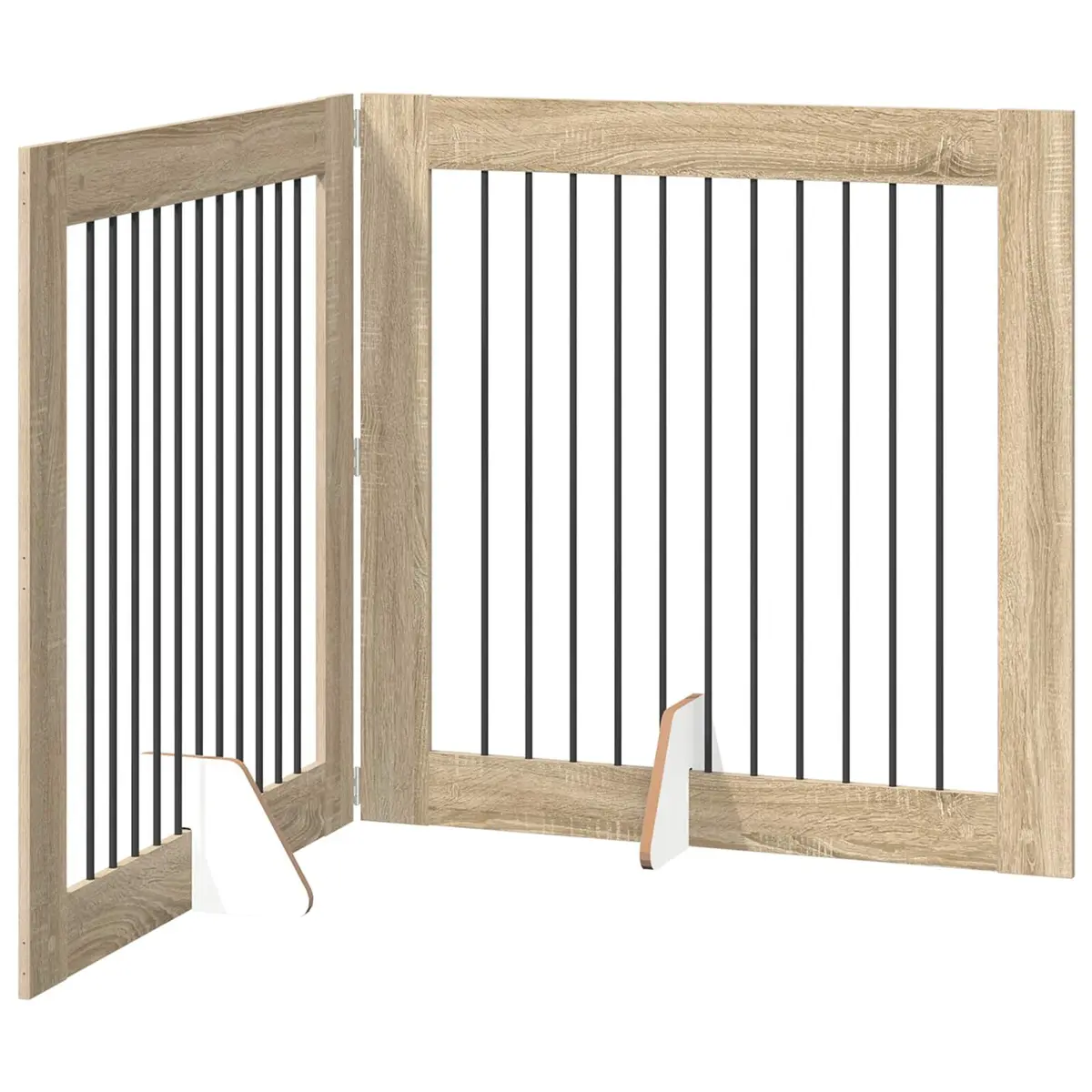 Foldable Dog Gate Indoor Use 200.5 cm Brown Portable Pet Fence