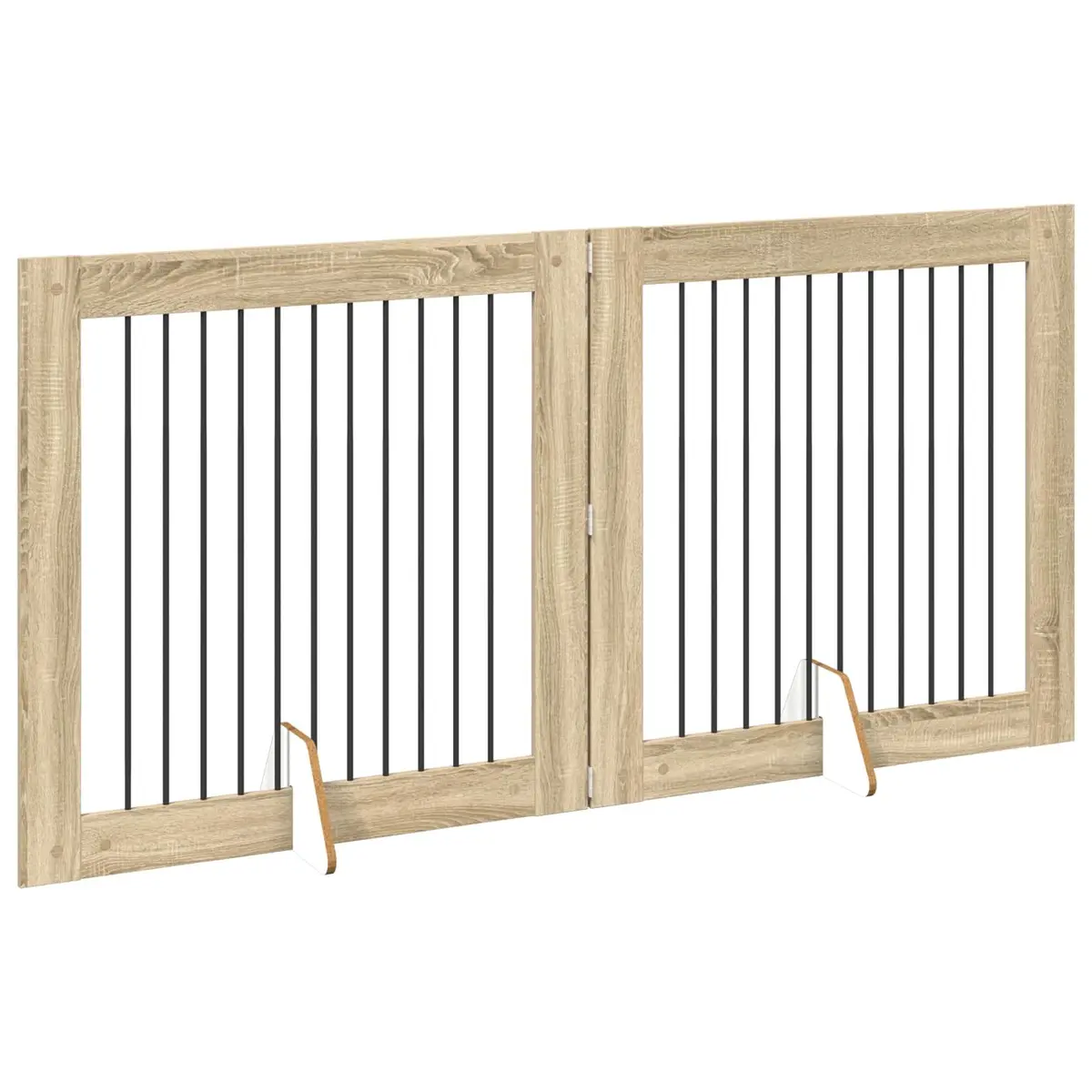 Foldable Dog Gate Indoor Use 200.5 cm Brown Portable Pet Fence