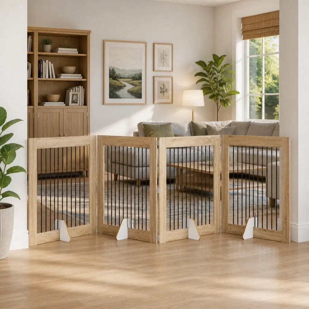 Foldable Dog Gate Indoor Pet Barrier Fence 401 cm Sonoma Oak 4 pcs