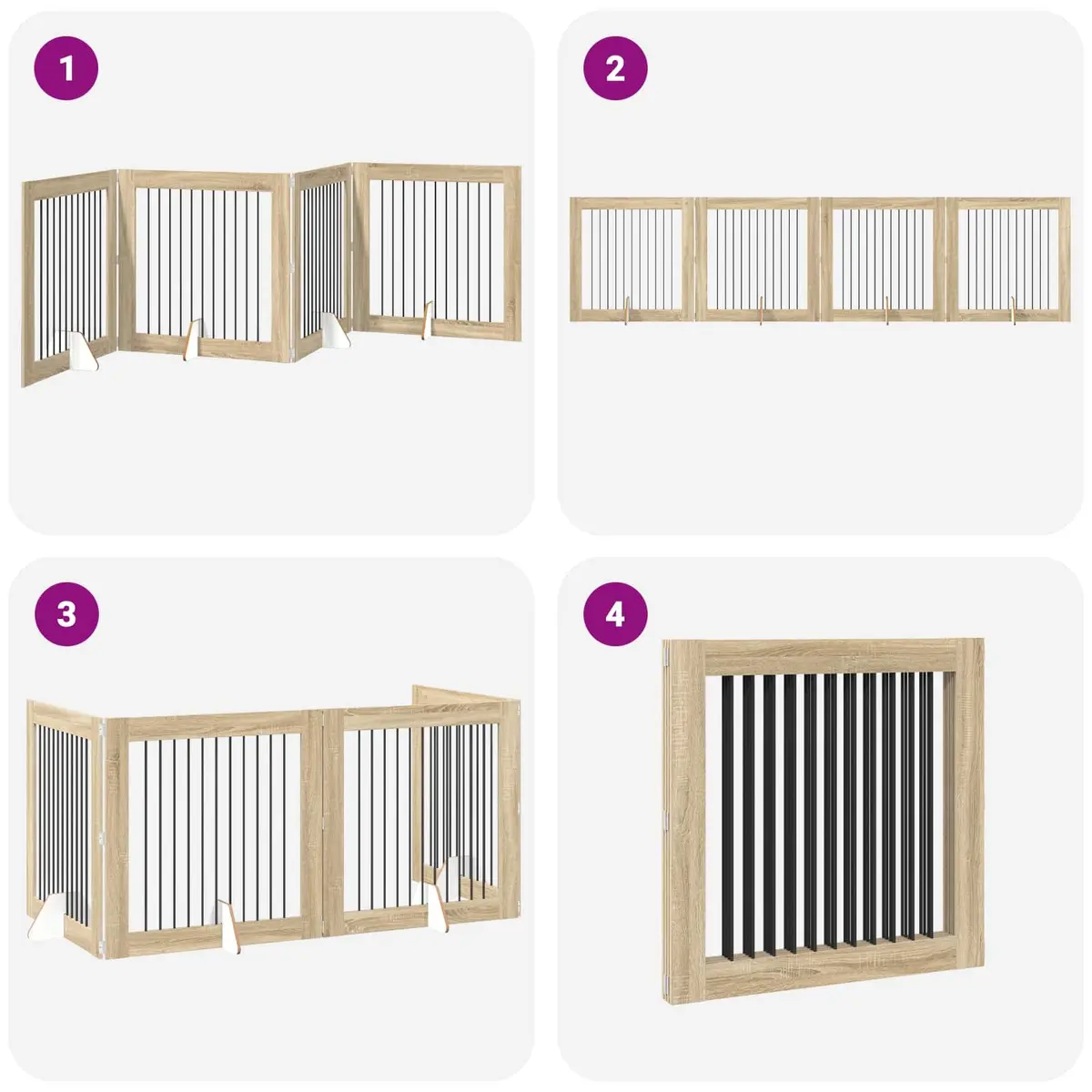 Foldable Dog Gate Indoor Pet Barrier Fence 401 cm Sonoma Oak 4 pcs