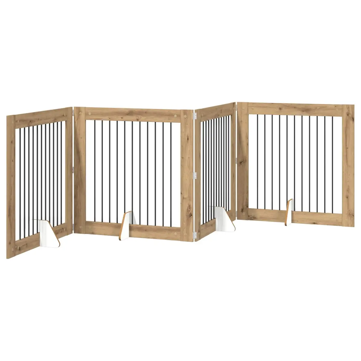 Foldable Dog Gate with Stands 4 pcs Indoor Pet Barrier Room Divider Oak 401 cm
