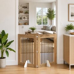 Foldable Dog Gate Specs: Brown, 160.5 cm, 2 pcs