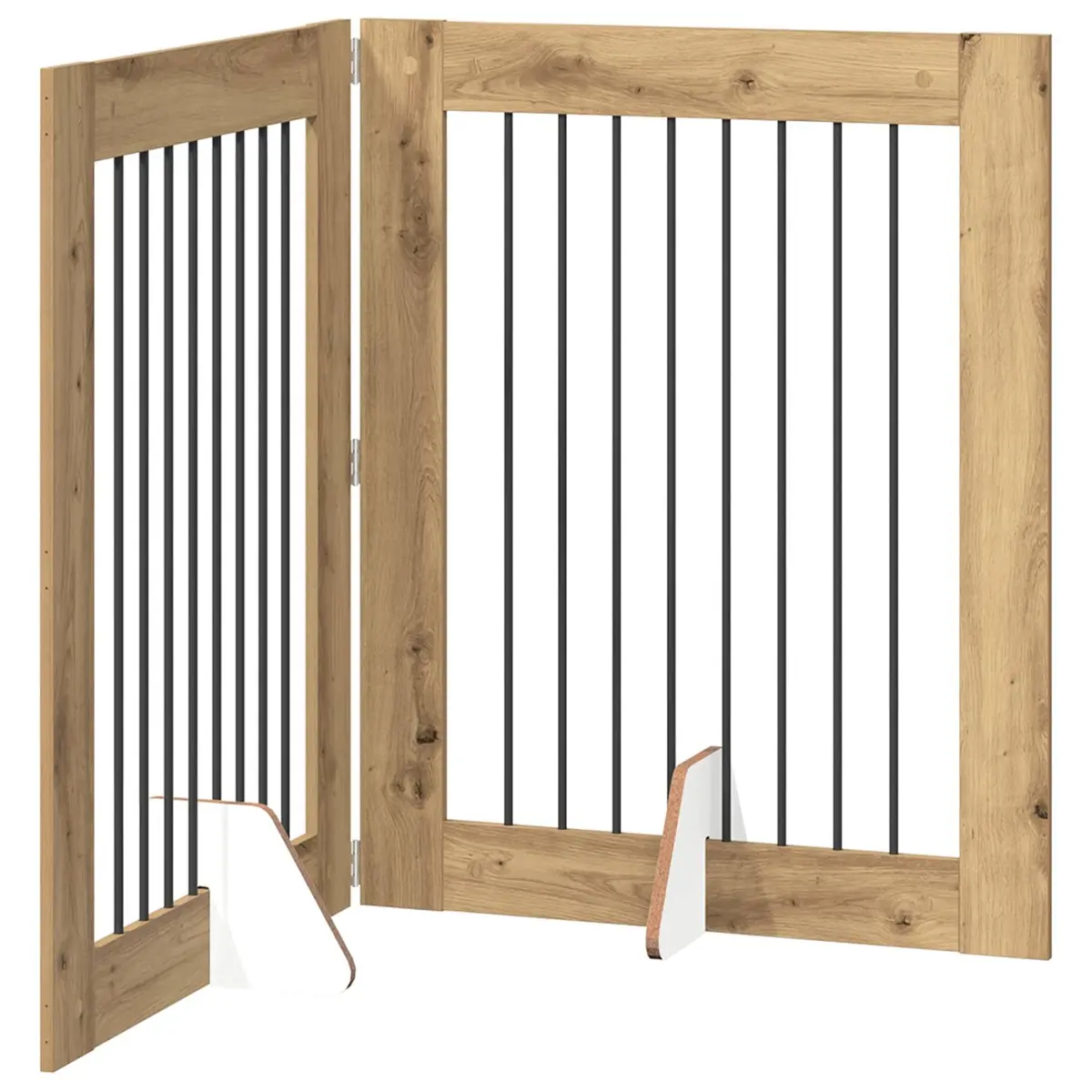 Foldable Dog Gate with Stands 2 pcs Brown 160.5 cm Portable Pet Fence Indoor