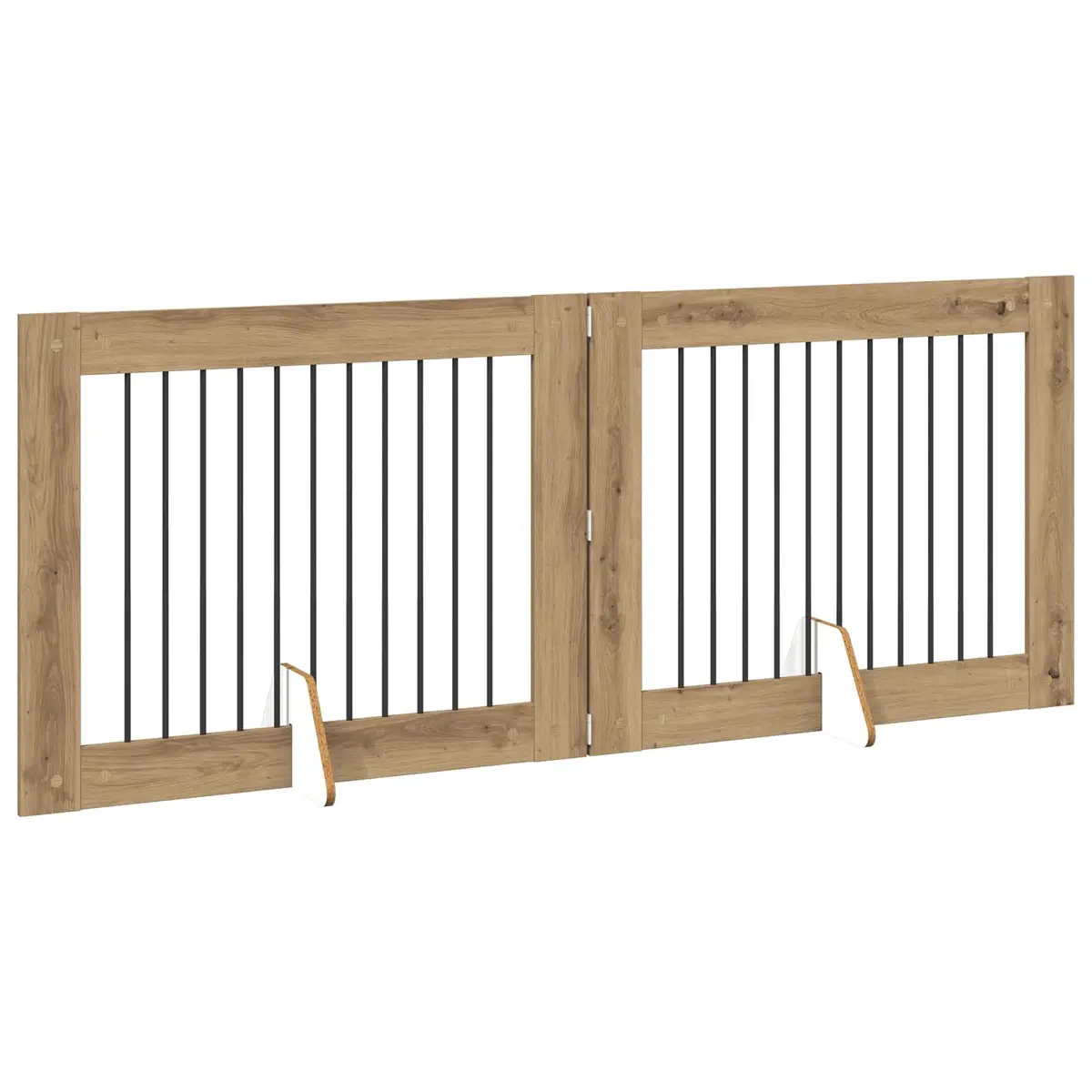 Foldable Dog Gate Indoor 200.5 cm 2 Piece Brown Pet Fence