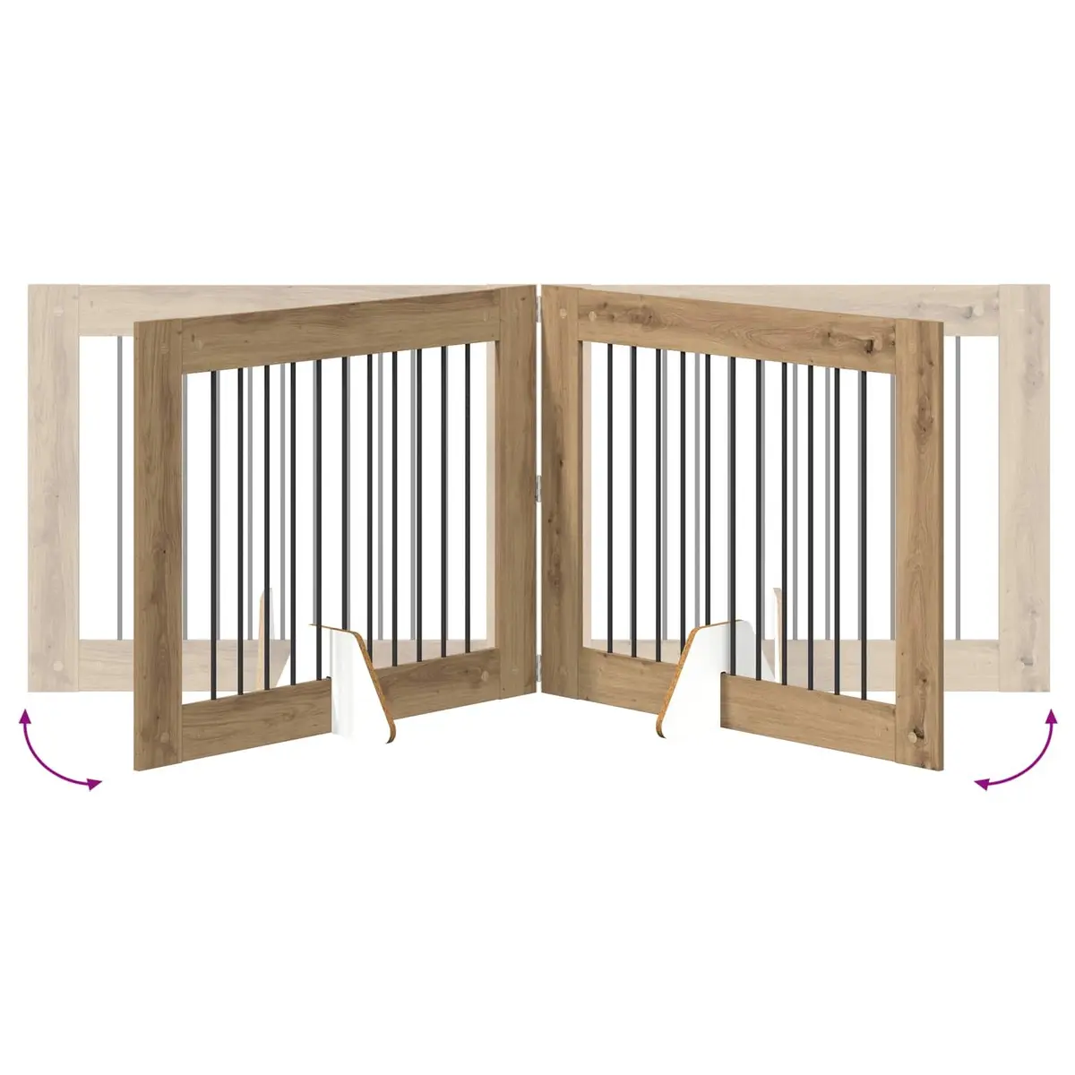 Foldable Dog Gate Indoor Use 401 cm Oak Colour 4 Piece