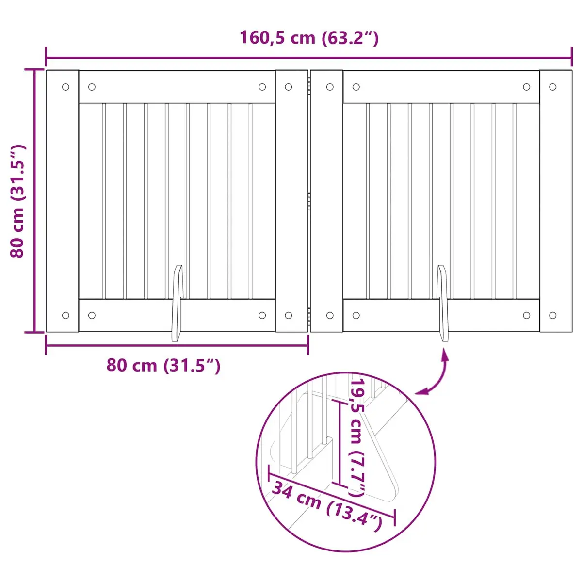Foldable Dog Gate Indoor 2 Piece Brown Rectangular Pet Fence