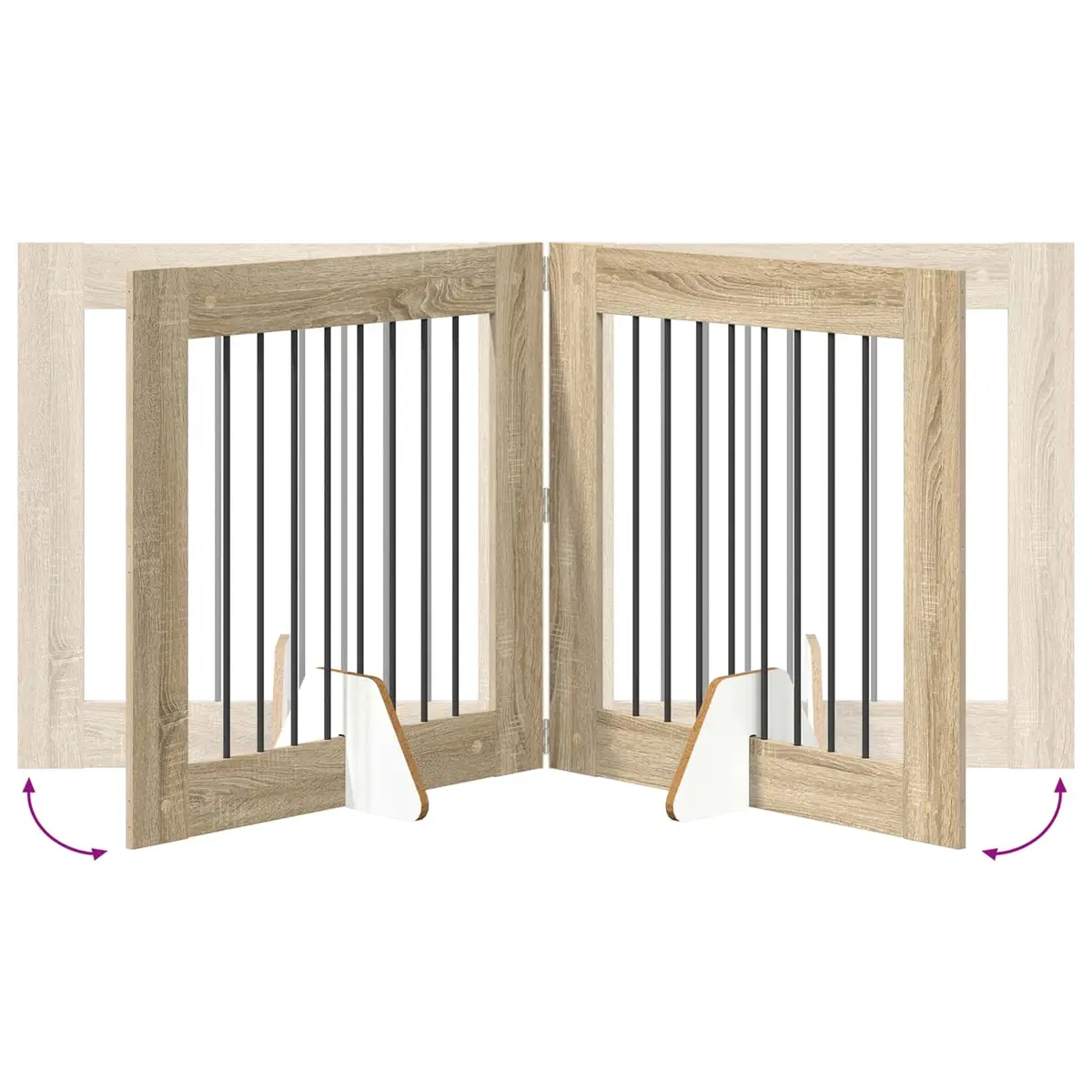 Foldable Dog Gate with Stands 4 pcs Indoor Pet Barrier Sonoma Oak 321 cm
