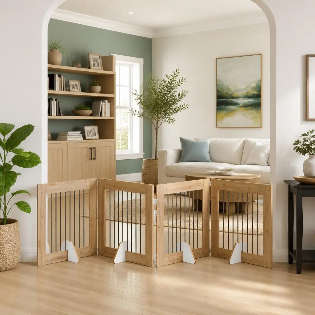 Foldable Dog Gate with Stands 4 pcs