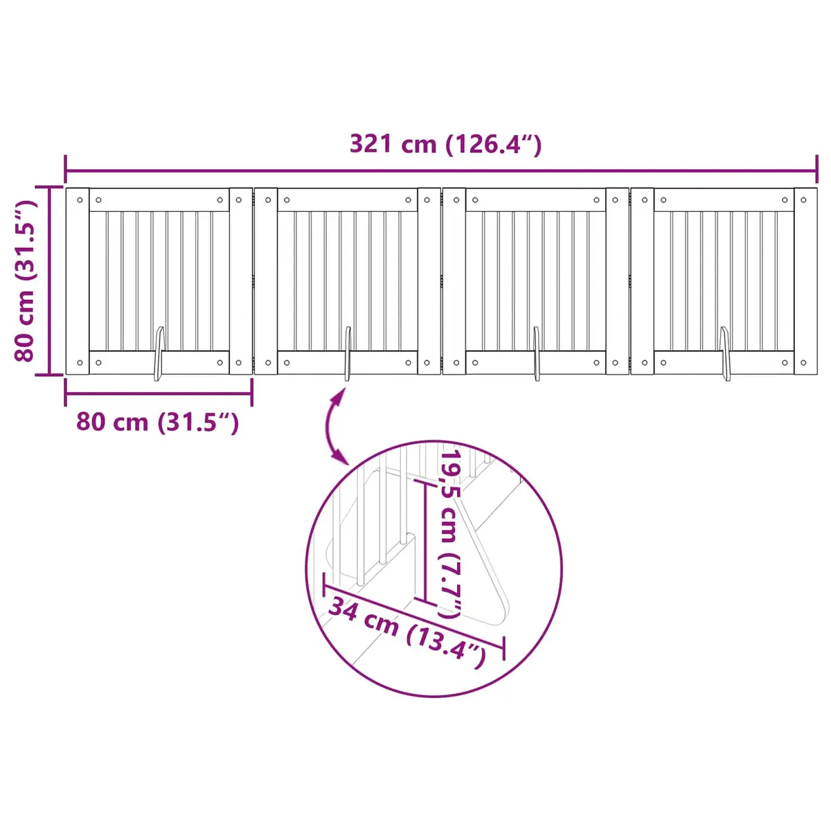 Foldable Dog Gate with Stands 4 pcs