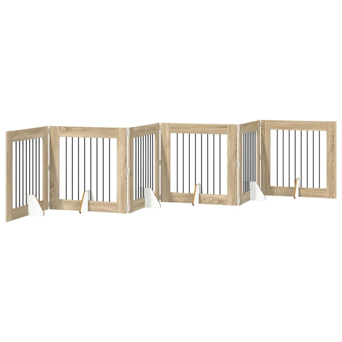 Foldable Dog Gate with Stands 6 pcs Sonoma Oak 482 cm Pet Barrier Room Divider