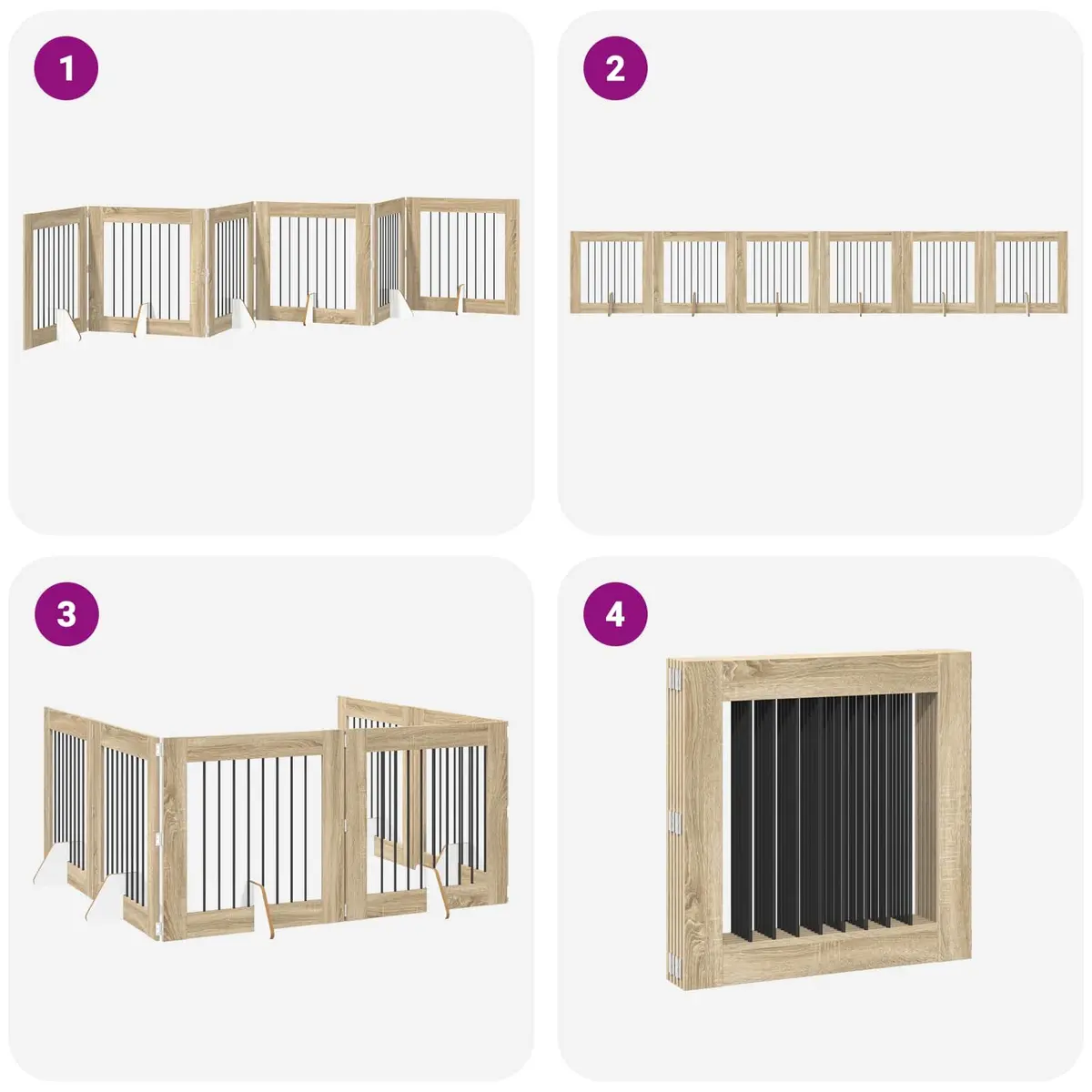 Foldable Dog Gate with Stands 6 pcs Sonoma Oak 482 cm Pet Barrier Room Divider