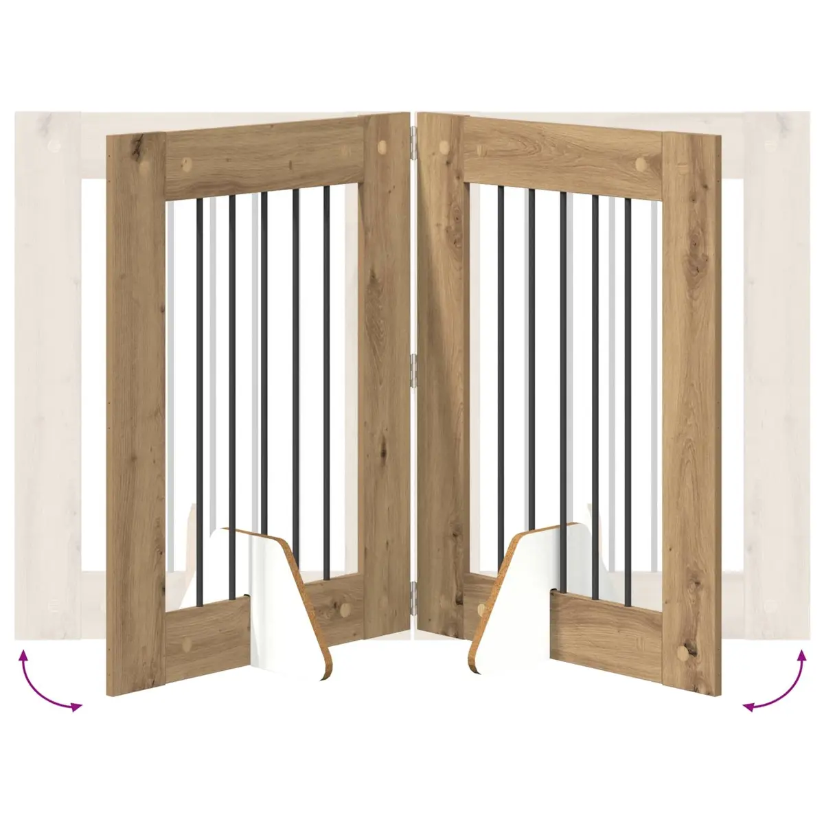 Foldable Dog Gate Set 2 pcs Brown 120.5cm