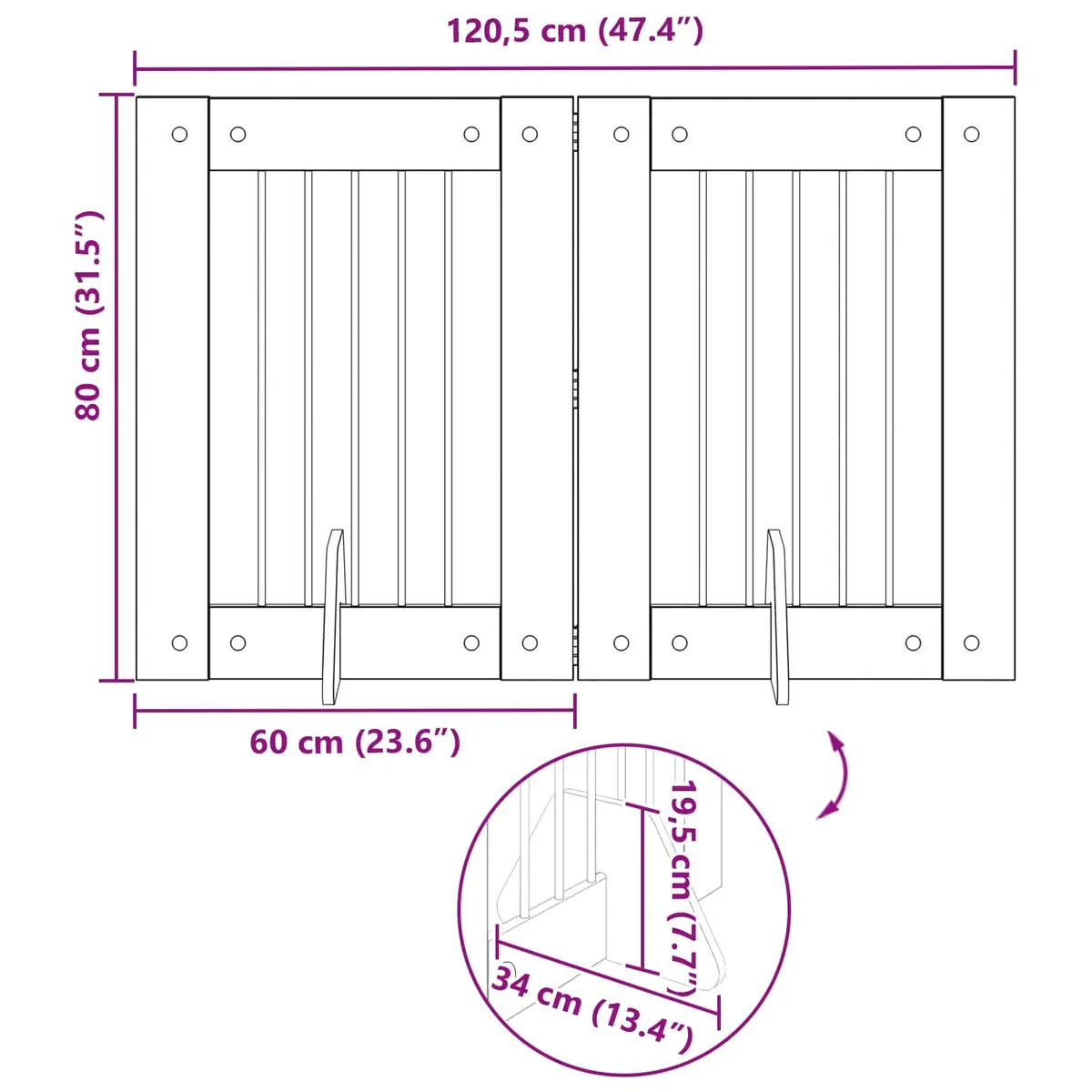 Foldable Dog Gate Set 2 pcs Brown 120.5cm