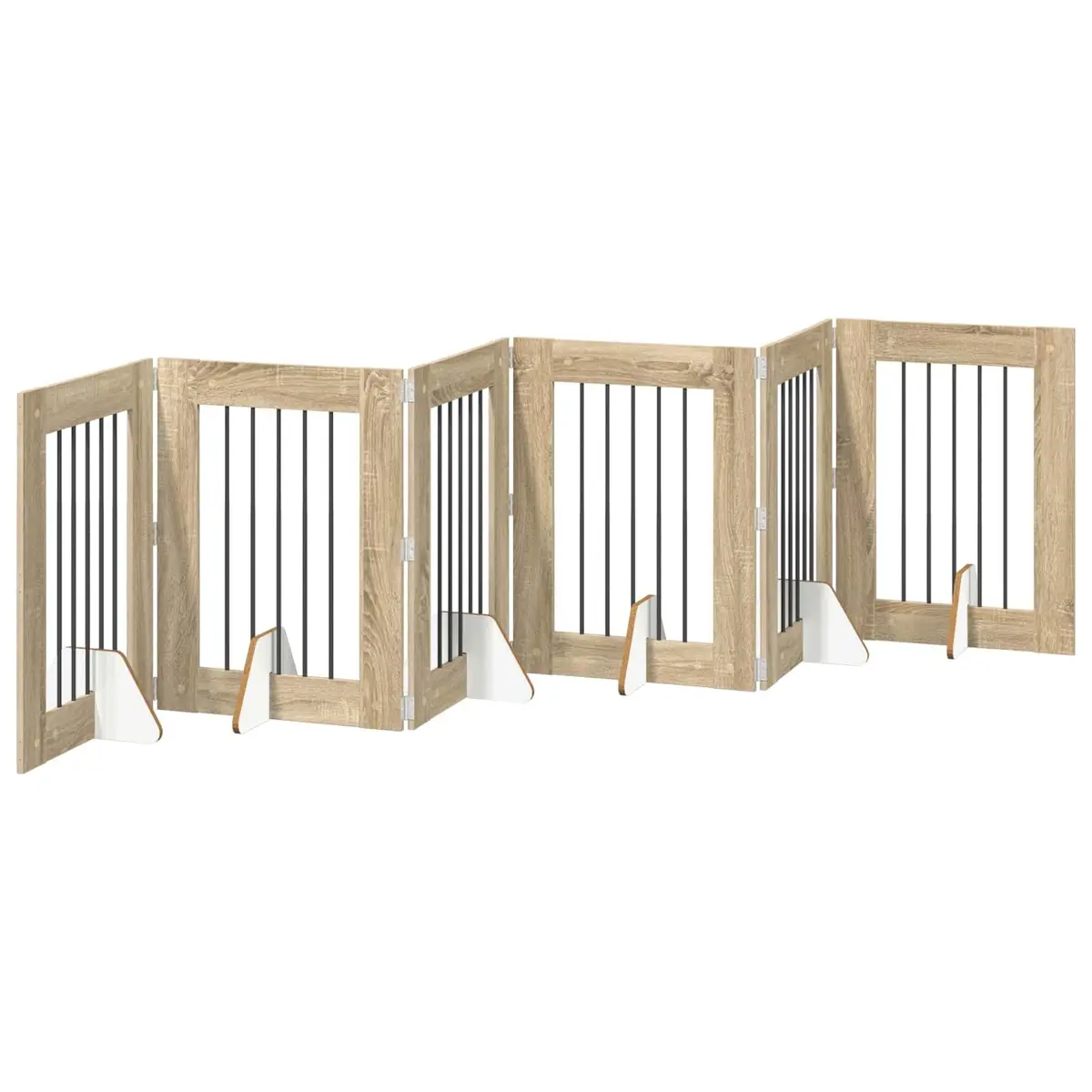 Foldable Dog Gate Indoor Pet Barrier 6 Panels Sonoma Oak 362cm