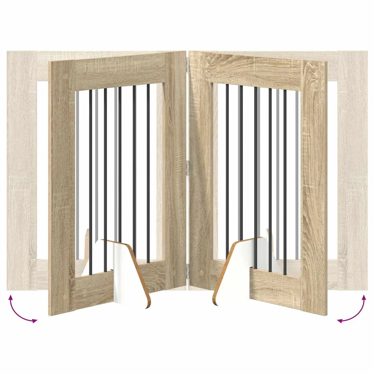 Foldable Dog Gate Indoor Pet Barrier 6 Panels Sonoma Oak 362cm
