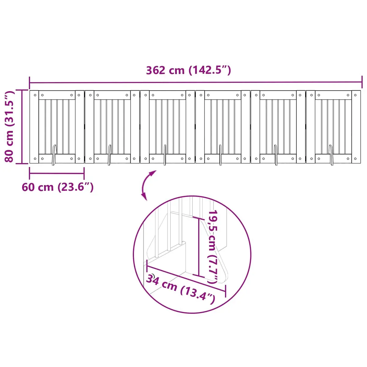 Foldable Dog Gate Indoor Pet Barrier 6 Panels Sonoma Oak 362cm