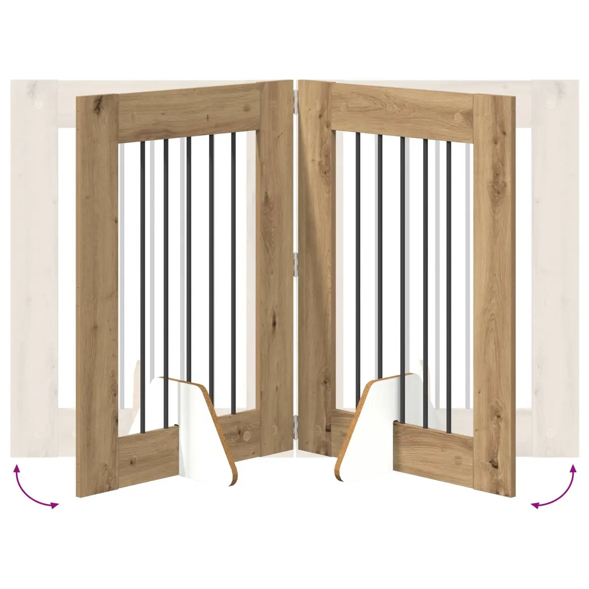 Foldable Dog Gate with Stands 6 pcs Pet Barrier 362 cm Indoor Puppy Fence Oak