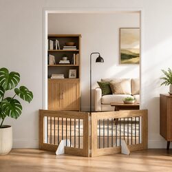 Foldable Indoor Dog Gate - 200.5 cm Length, 2 Panels